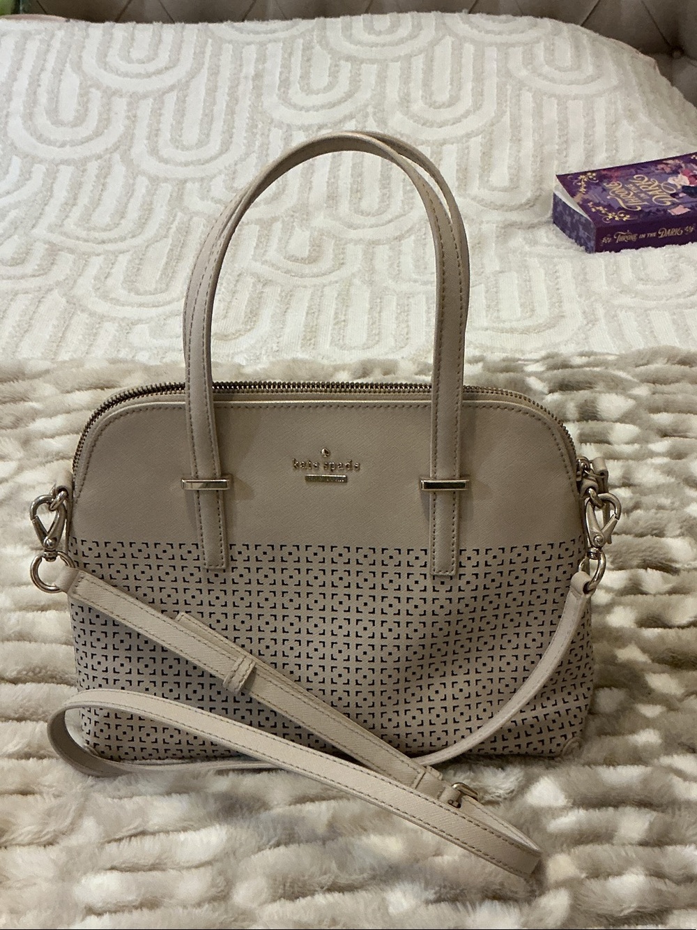 kate spade Perforated Dome Satchel in Taupe